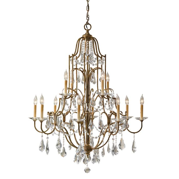 Generation Lighting (Feiss) Valentina 12-Light Multi-Tier Oxidized Bronze Crystal Chandelier