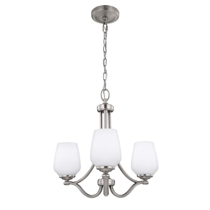 Generation Lighting (Feiss) Vintner 3-Light Satin Nickel Opal Glass Chandelier