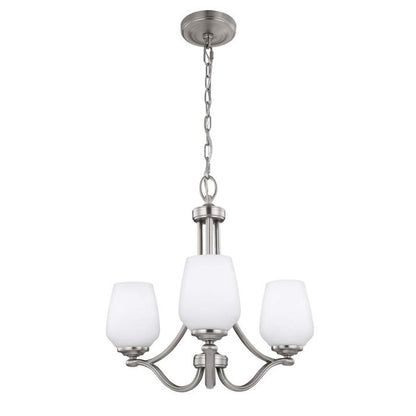 Generation Lighting (Feiss) Vintner 3-Light Satin Nickel Opal Glass Chandelier