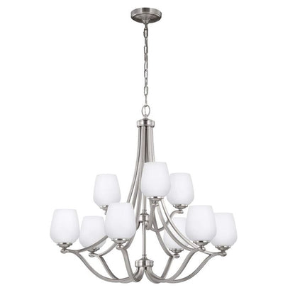 Generation Lighting (Feiss) Vintner 9-Light Satin Nickel Opal Glass Chandelier