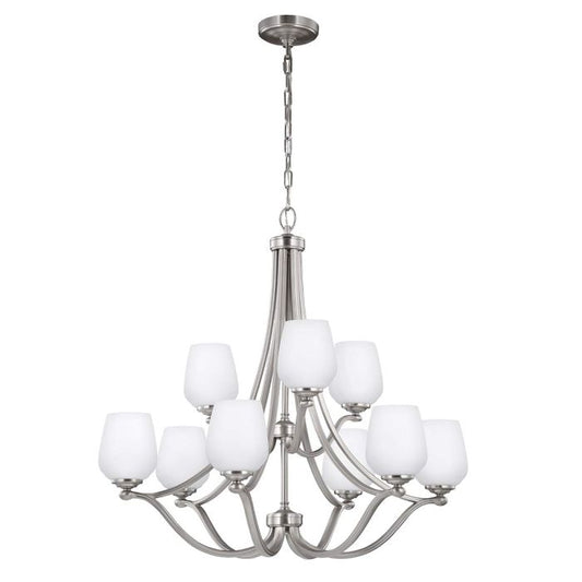 Generation Lighting (Feiss) Vintner 9-Light Satin Nickel Opal Glass Chandelier