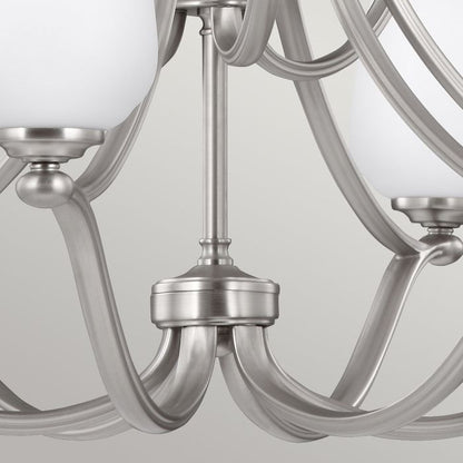 Generation Lighting (Feiss) Vintner 9-Light Satin Nickel Opal Glass Chandelier