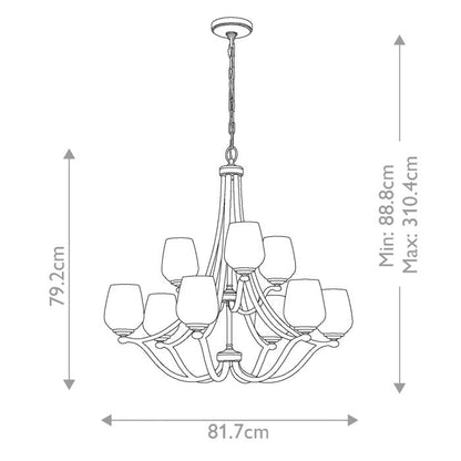 Generation Lighting (Feiss) Vintner 9-Light Satin Nickel Opal Glass Chandelier