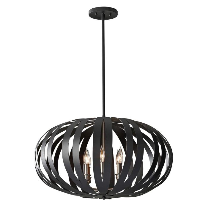 Generation Lighting (Feiss) Woodstock 6-Light Large Textured Black Cage Chandelier
