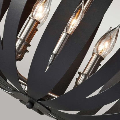 Generation Lighting (Feiss) Woodstock 6-Light Large Textured Black Cage Chandelier