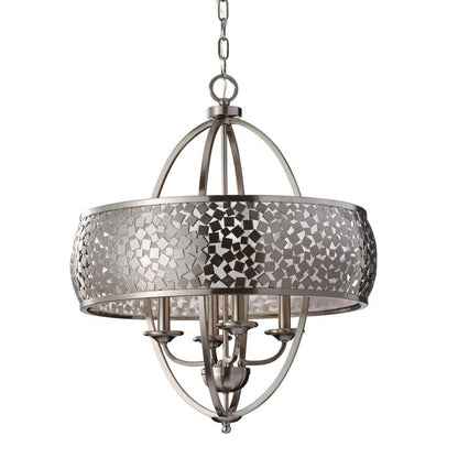 Generation Lighting (Feiss) Zara 4-Light Large Brushed Steel Drum Chandelier