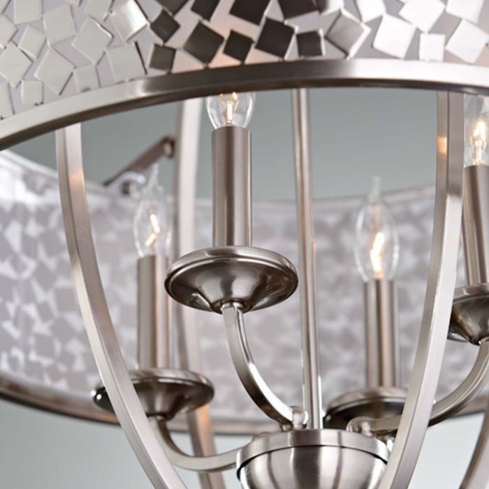 Generation Lighting (Feiss) Zara 4-Light Large Brushed Steel Drum Chandelier