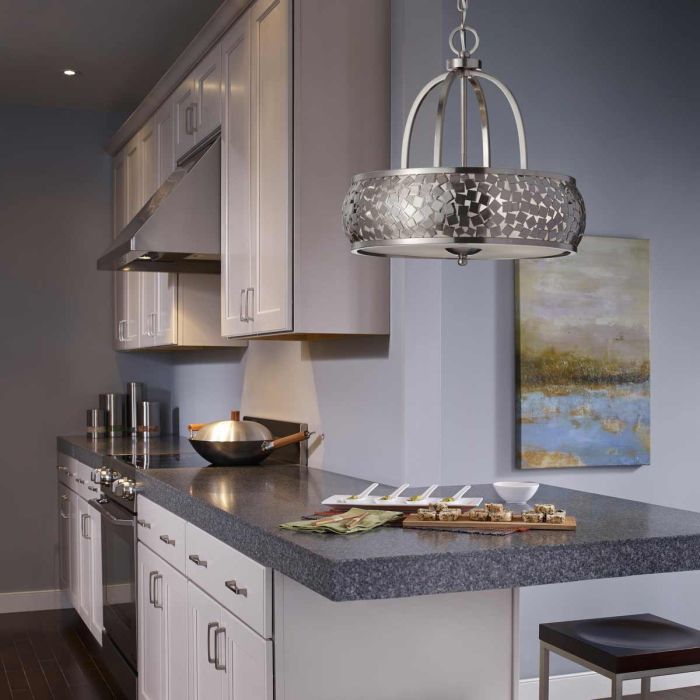 Generation Lighting (Feiss) Zara 4-Light Brushed Steel Drum Chandelier