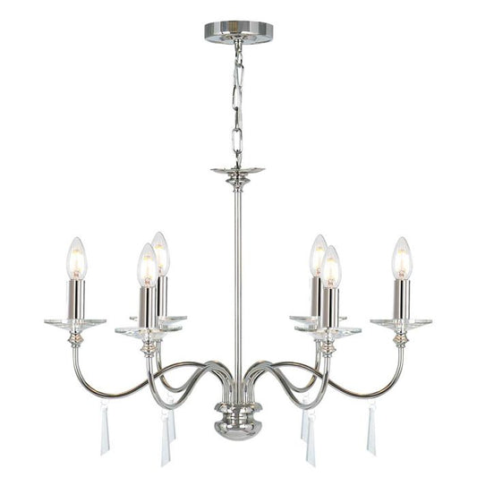 Elstead Lighting Finsbury Park 6-Light Polished Nickel Candle Chandelier