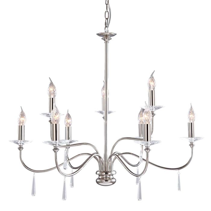 Elstead Lighting Finsbury Park 9-Light Polished Nickel Candle Chandelier