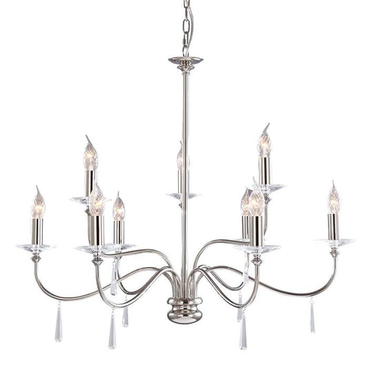 Elstead Lighting Finsbury Park 9-Light Polished Nickel Candle Chandelier