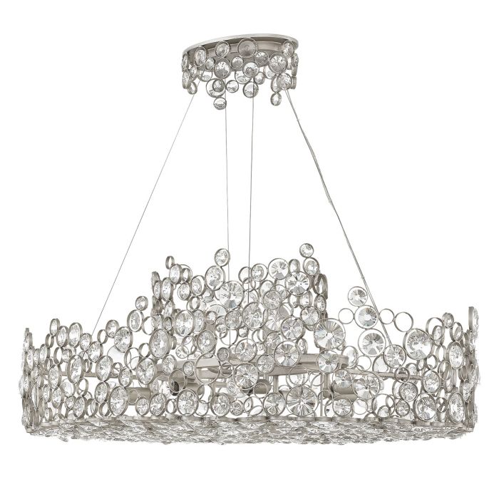 Hinkley Anya 10-Light Silver Leaf Linear Island Chandelier