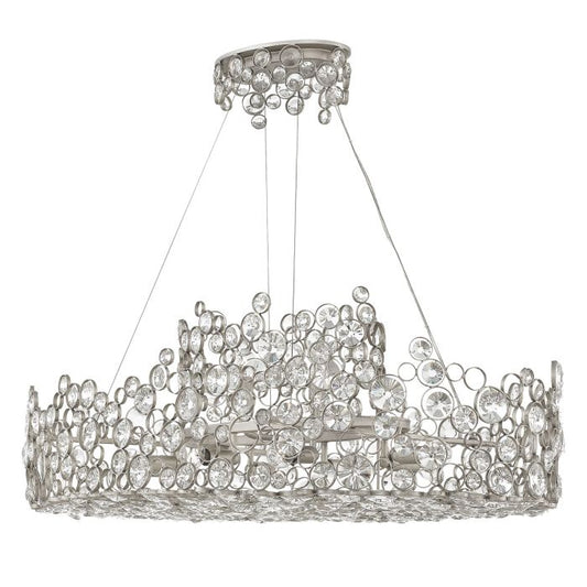 Hinkley Anya 10-Light Silver Leaf Linear Island Chandelier