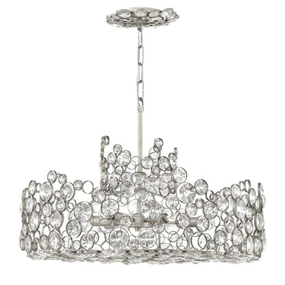 Hinkley Anya 6-Light Silver Leaf Crystal Chandelier