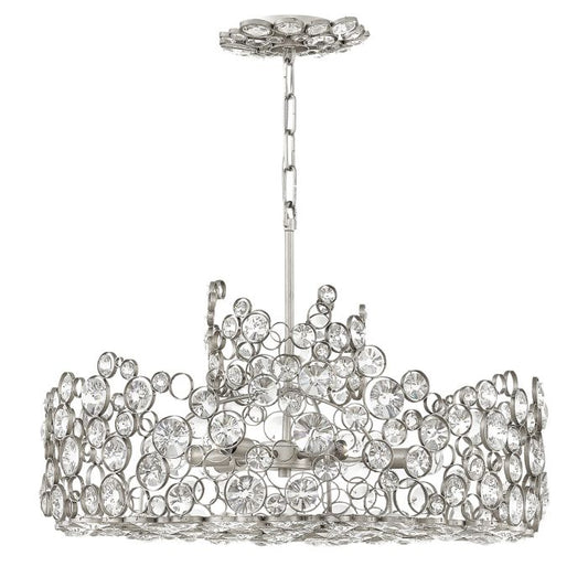 Hinkley Anya 6-Light Silver Leaf Crystal Chandelier
