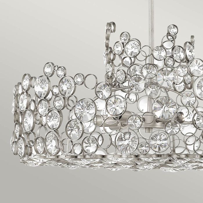 Hinkley Anya 6-Light Silver Leaf Crystal Chandelier