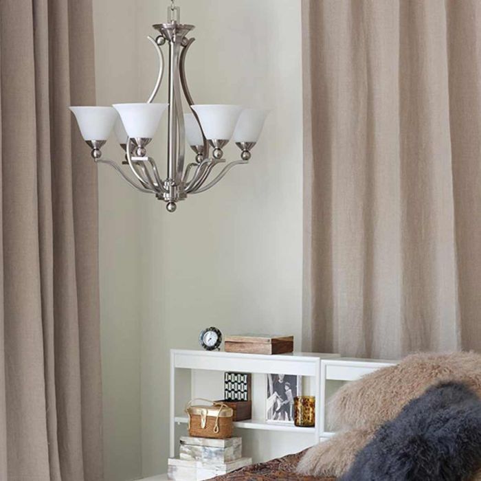 Hinkley Bolla 5-Light Brushed Nickel Glass Chandelier