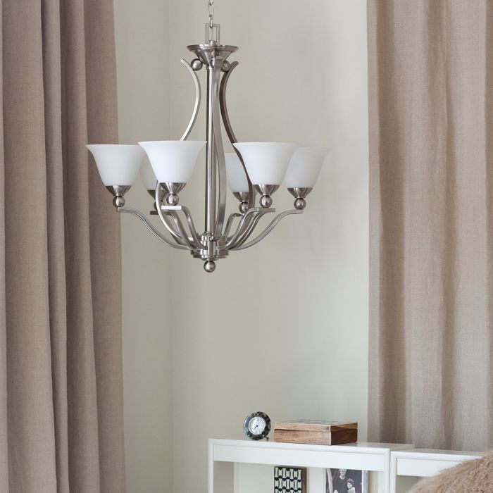 Hinkley Bolla 5-Light Brushed Nickel Glass Chandelier