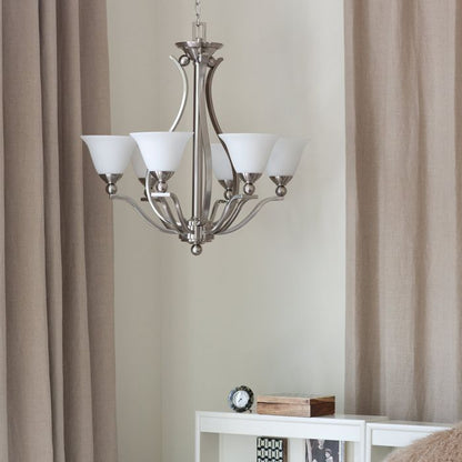 Hinkley Bolla 5-Light Brushed Nickel Glass Chandelier
