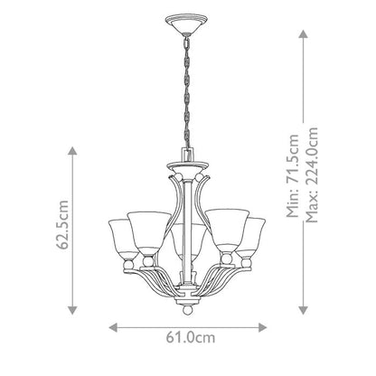 Hinkley Bolla 5-Light Brushed Nickel Glass Chandelier