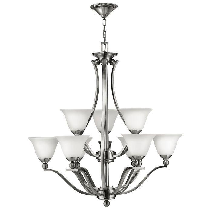 Hinkley Bolla 9-Light Brushed Nickel Glass Chandelier