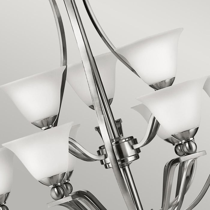 Hinkley Bolla 9-Light Brushed Nickel Glass Chandelier