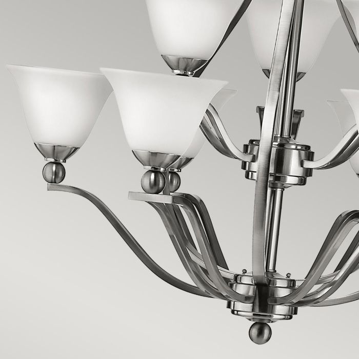 Hinkley Bolla 9-Light Brushed Nickel Glass Chandelier