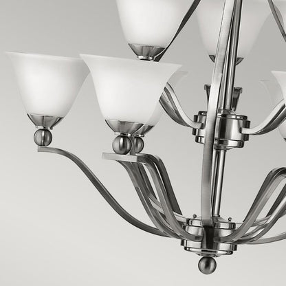 Hinkley Bolla 9-Light Brushed Nickel Glass Chandelier