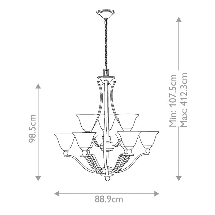 Hinkley Bolla 9-Light Brushed Nickel Glass Chandelier