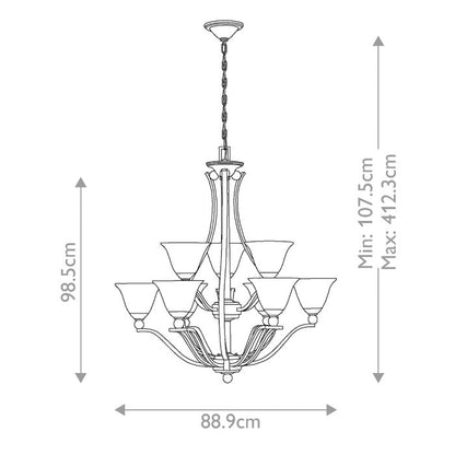 Hinkley Bolla 9-Light Brushed Nickel Glass Chandelier