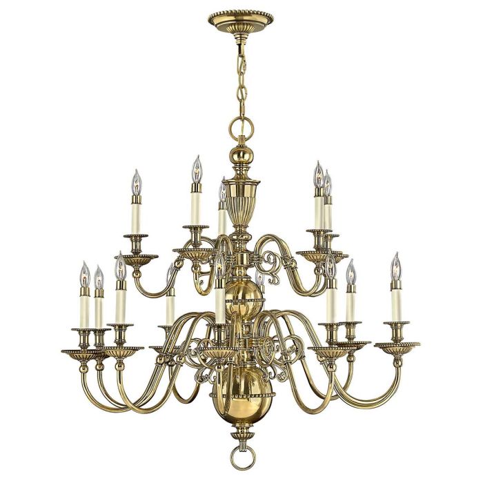 Hinkley Cambridge 15-Light Burnished Brass Candle Chandelier
