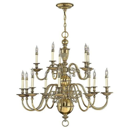 Hinkley Cambridge 15-Light Burnished Brass Candle Chandelier