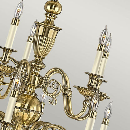 Hinkley Cambridge 15-Light Burnished Brass Candle Chandelier