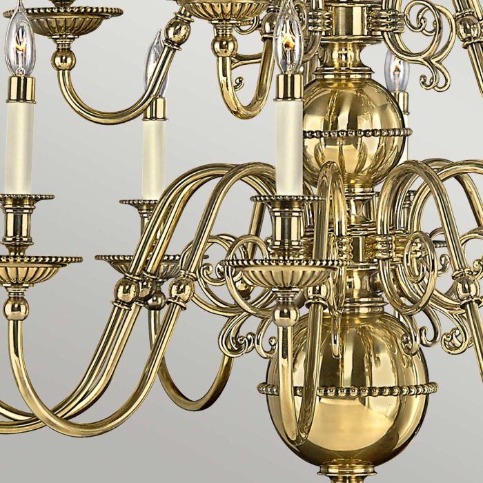 Hinkley Cambridge 15-Light Burnished Brass Candle Chandelier
