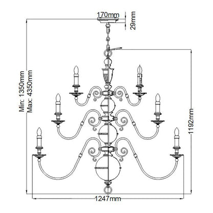 Hinkley Cambridge 25-Light Burnished Brass Candle Chandelier