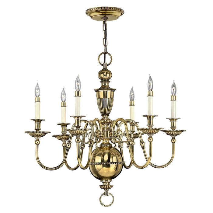 Hinkley Cambridge 6-Light Burnished Brass Candle Chandelier