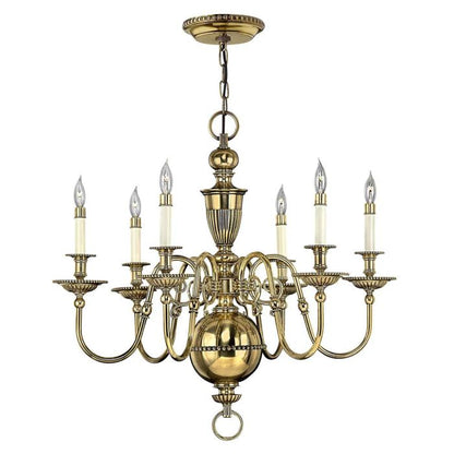 Hinkley Cambridge 6-Light Burnished Brass Candle Chandelier