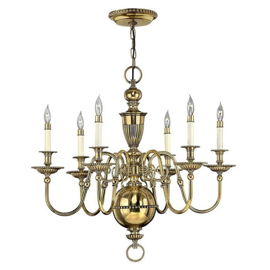 Hinkley Cambridge 6-Light Burnished Brass Candle Chandelier