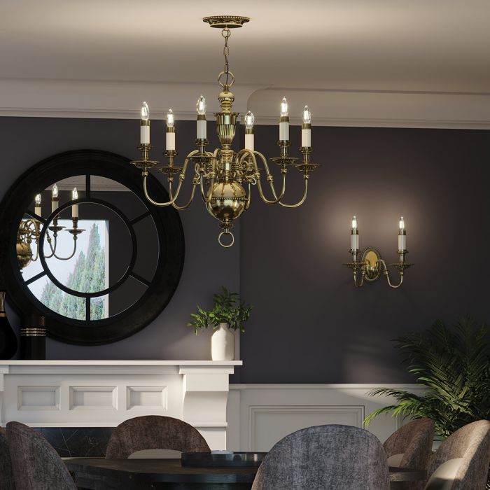 Hinkley Cambridge 6-Light Burnished Brass Candle Chandelier
