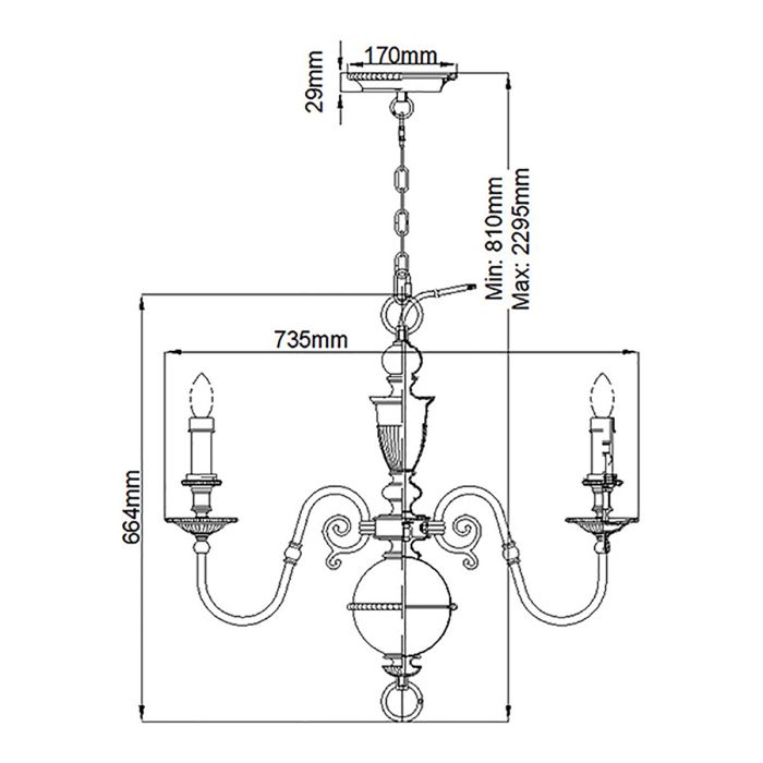 Hinkley Cambridge 6-Light Burnished Brass Candle Chandelier