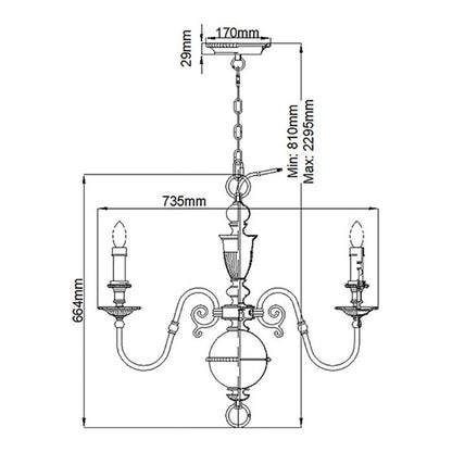 Hinkley Cambridge 6-Light Burnished Brass Candle Chandelier