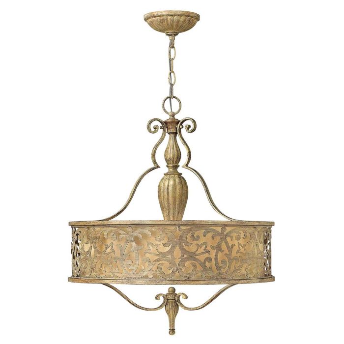Hinkley Carabel 3-Light Brushed Champagne Drum Pendant Chandelier