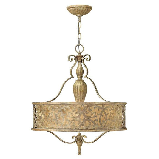 Hinkley Carabel 3-Light Brushed Champagne Drum Pendant Chandelier