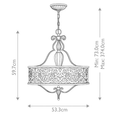 Hinkley Carabel 3-Light Brushed Champagne Drum Pendant Chandelier