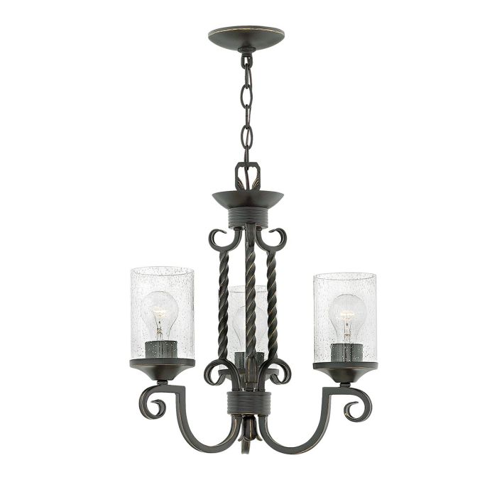 Hinkley Casa 3-Light Olde Glass Black Chandelier