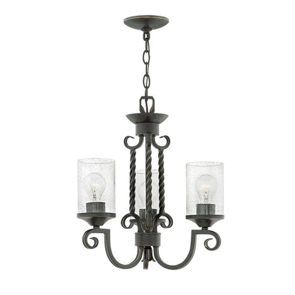 Hinkley Casa 3-Light Olde Glass Black Chandelier