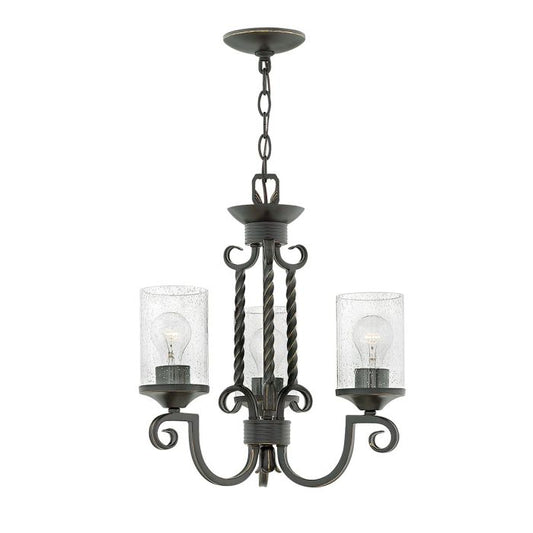 Hinkley Casa 3-Light Olde Glass Black Chandelier