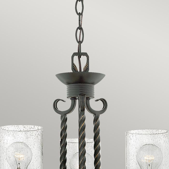 Hinkley Casa 3-Light Olde Glass Black Chandelier