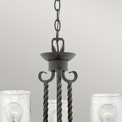 Hinkley Casa 3-Light Olde Glass Black Chandelier