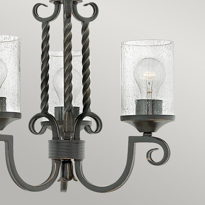 Hinkley Casa 3-Light Olde Glass Black Chandelier